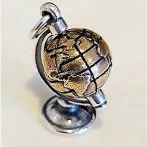 James Avery sterling silver and bronze globe charm